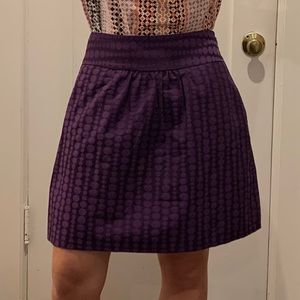 Purple polka dot skirt with pockets